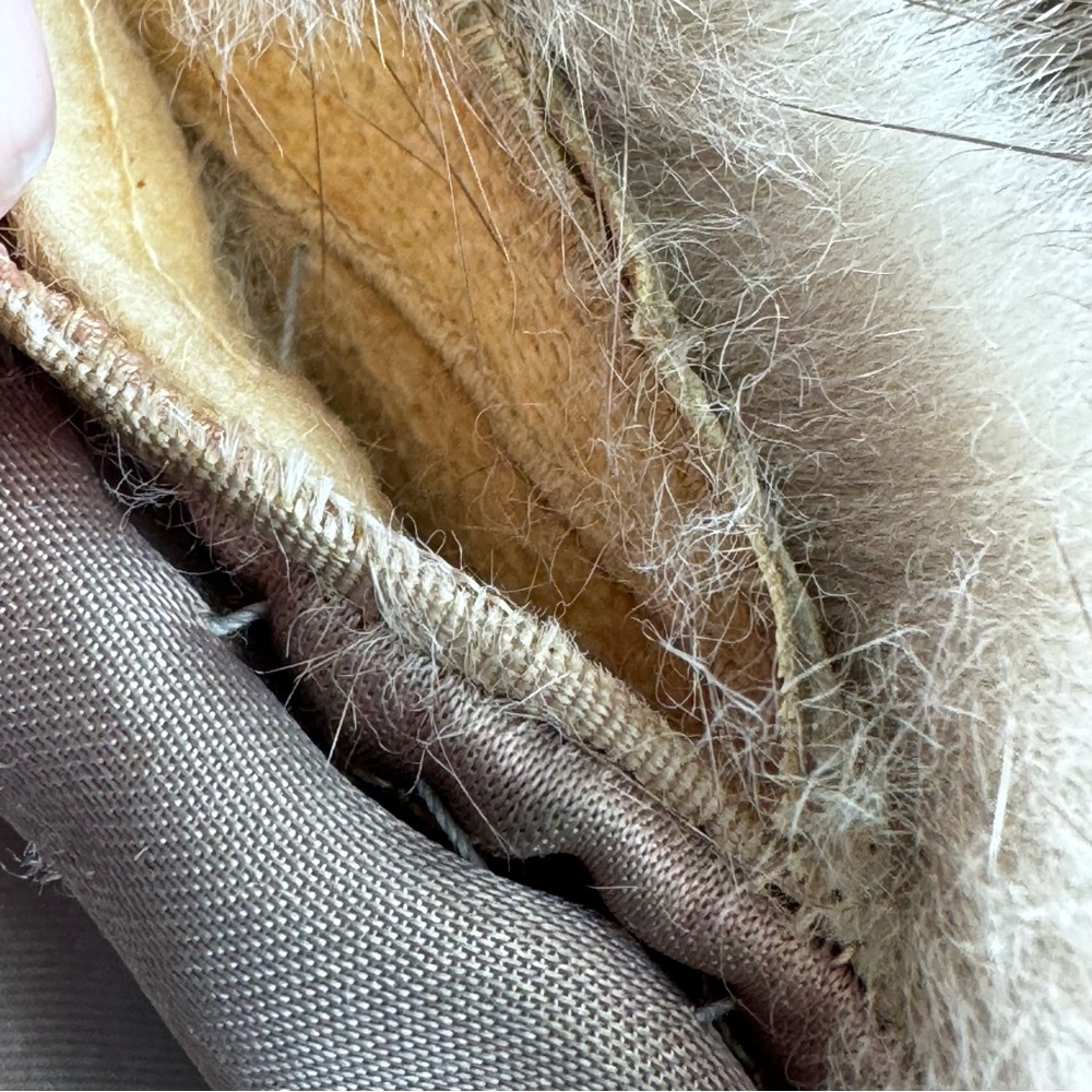 Fur Cape Collar Pockets ONE SIZE VINTAGE Gray Brown Animal Fur - Picture 11 of 11